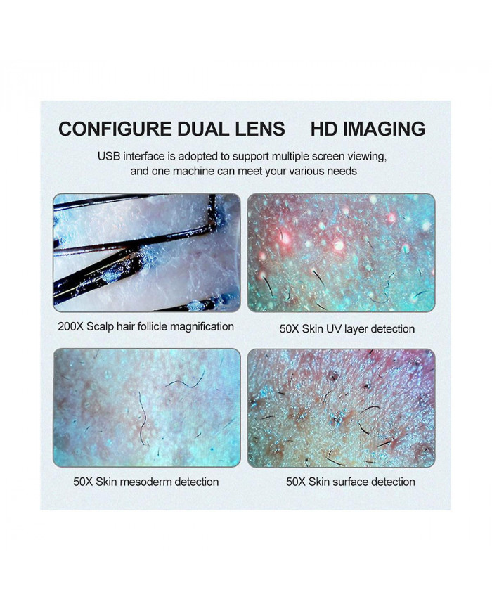 11 pouces Lcd écran peau cheveux cuir chevelu détecteur follicule pileux détecteur grossissant 200x test de microscope
