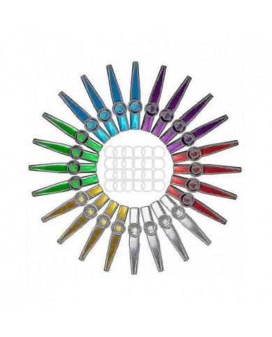 24-pack Kazoos en métal avec 24 Pcs Kazoo Flute Diaphragmes 6 couleurs, bon compagnon pour ukulélé, violon