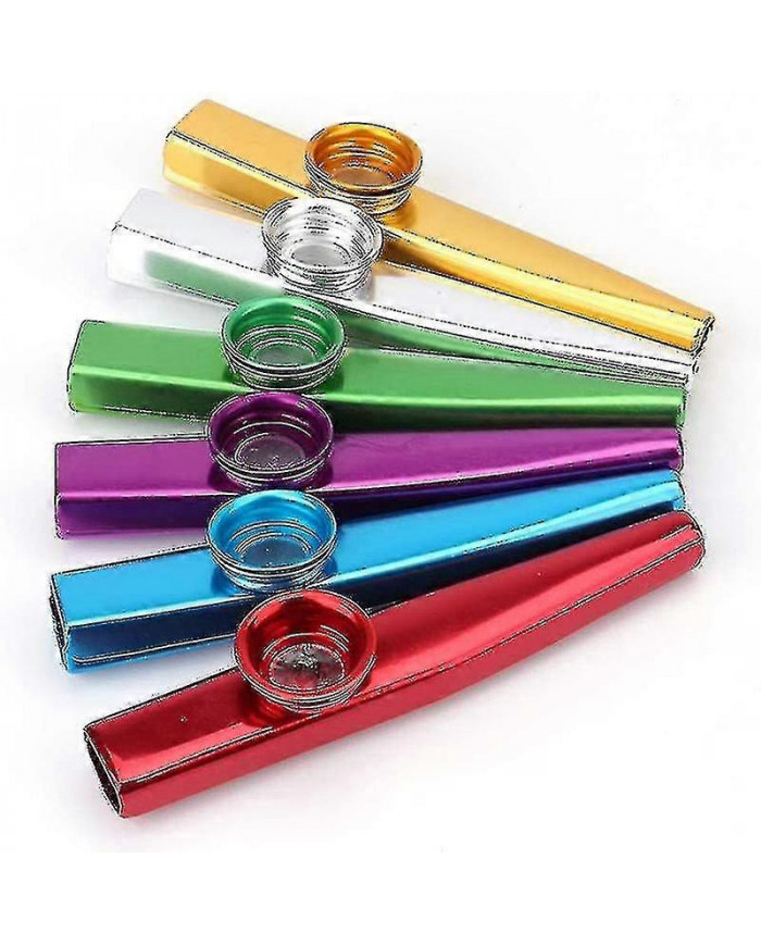 24-pack Kazoos en métal avec 24 Pcs Kazoo Flute Diaphragmes 6 couleurs, bon compagnon pour ukulélé, violon