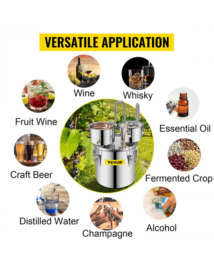 Distiller 5Gal 19L Eau 3 Pots Cuisinière à gaz Chaudière en acier inoxydable