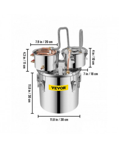 Distiller 5Gal 19L Eau 3 Pots Cuisinière à gaz Chaudière en acier inoxydable