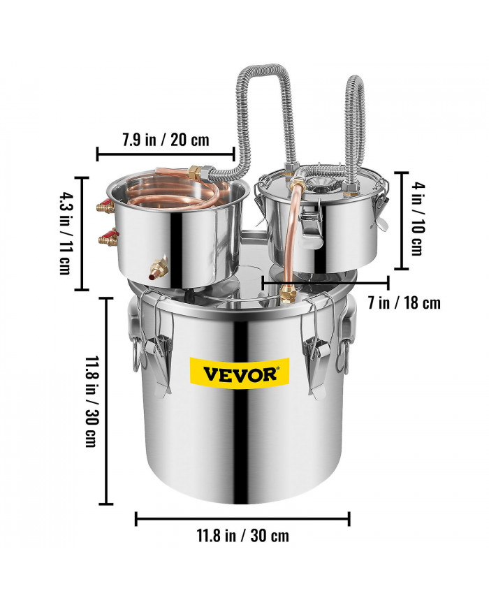 Distiller 5Gal 19L Eau 3 Pots Cuisinière à gaz Chaudière en acier inoxydable