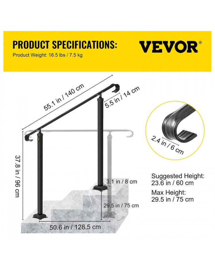 Rampe d’escalier en fer forgé Fit 3 Step