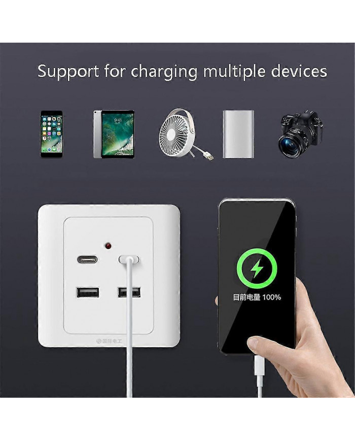 Prise USB Typec Chargeur mural USB Prise de charge avec ports USB
