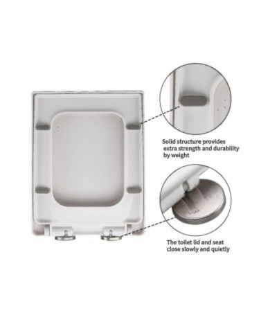 Sièges de toilettes Fermer Pp Forme carrée allongée Accessoires de salle de bain Durable Robuste 06C-PP Couvercle [...]