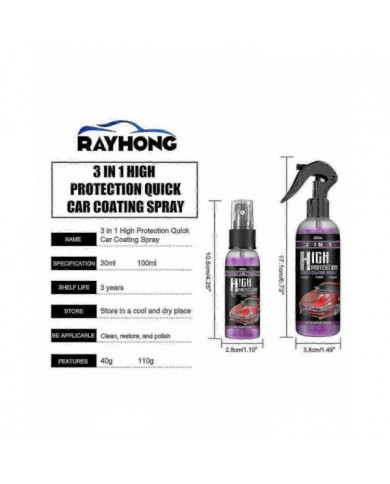 1-5x 3in1 High Protection Quick Car Coat Ceramic Coating Spray Hydrophobic 100ml