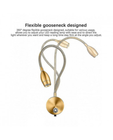 Lampes de lecture LED Dimmable, lampes de lecture murales pour tête de lit, col de cygne flexible avec gradateur [...]