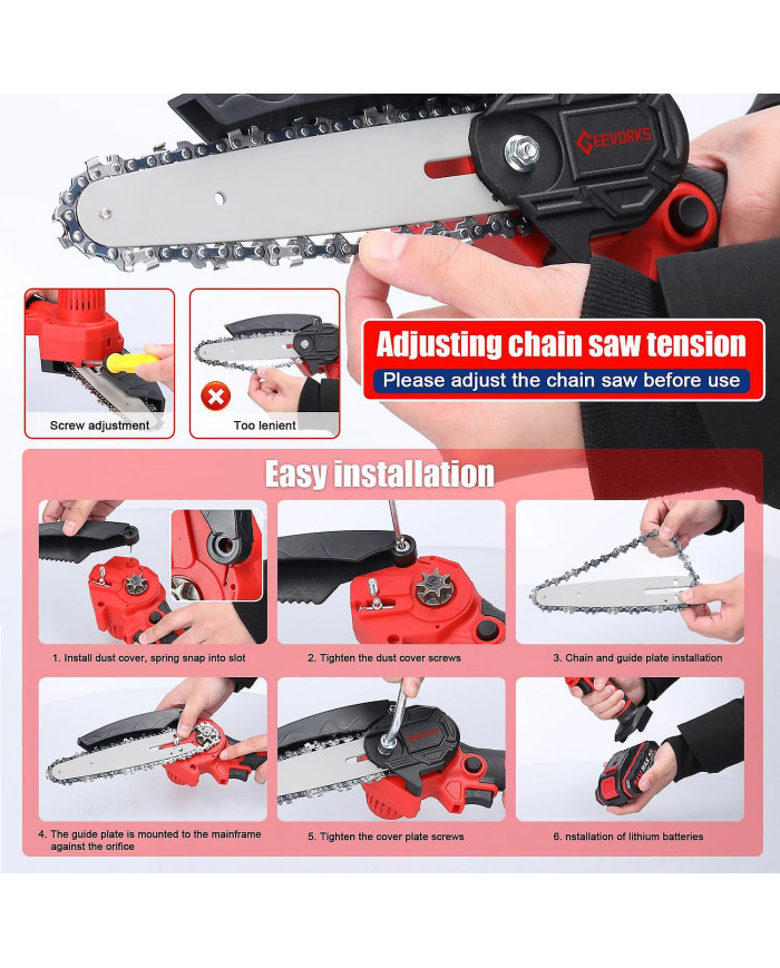 21V 6 pouces Portable Électrique Scies D’élagage Petit Bois Fendage Tronçonneuse Brosse Moteur Une Main Woodwo