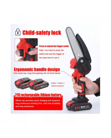 21V 6 pouces Portable Électrique Scies D’élagage Petit Bois Fendage Tronçonneuse Brosse Moteur Une Main Woodwo