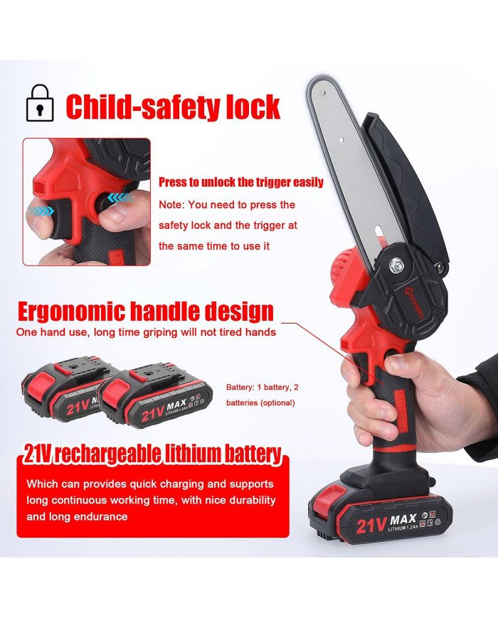 21V 6 pouces Portable Électrique Scies D’élagage Petit Bois Fendage Tronçonneuse Brosse Moteur Une Main Woodwo