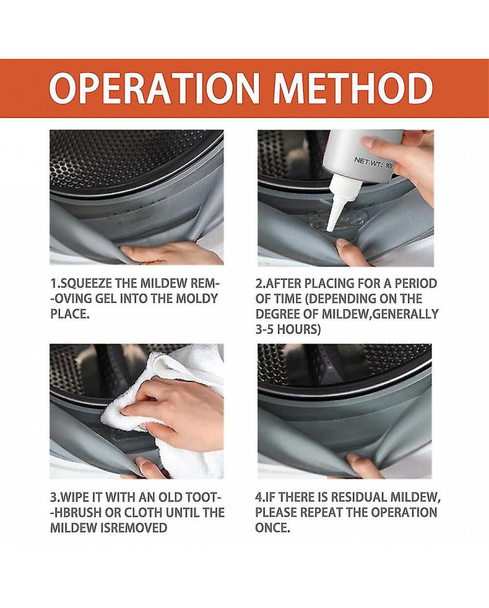 2x Gel Dissolvant De Moisissure Pour Anneau En Caoutchouc De Machine À Laver, Bande D’étanchéité De Réfrigérateur, [...]