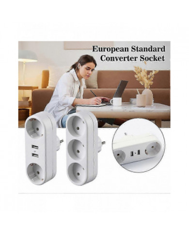EU Ground Wall Socket Adapter Plug Extension Power Outlet Converter 3500W
