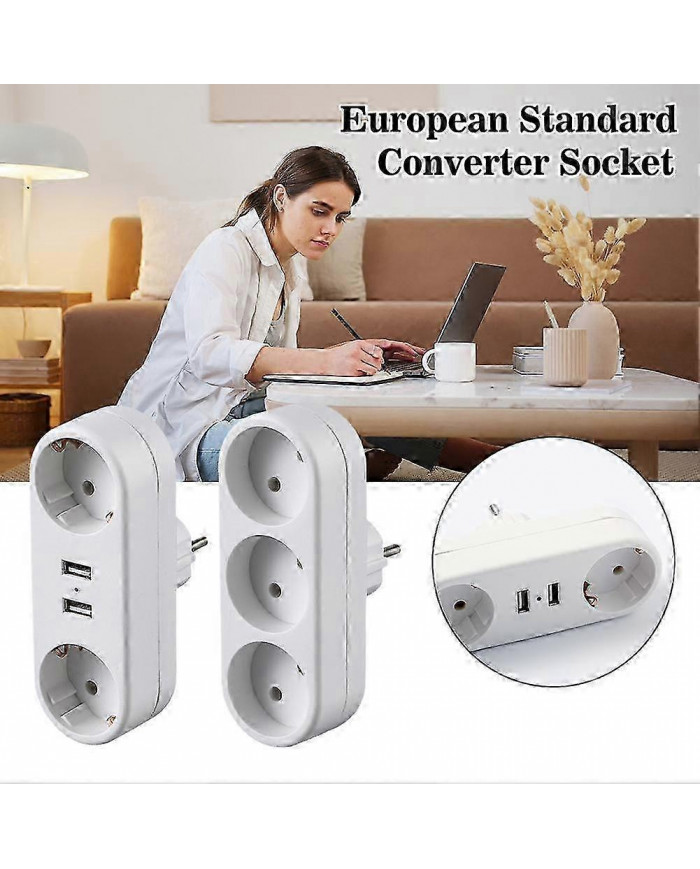 EU Ground Wall Socket Adapter Plug Extension Power Outlet Converter 3500W