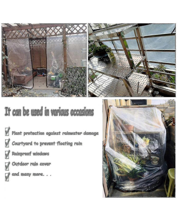 100% Nouveau, bâche transparente imperméable à l’eau w / œillets Heavy Duty Pvc Patio Plant Cover