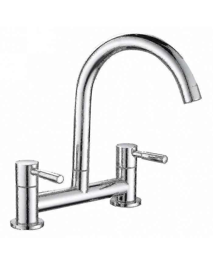 Robinet mélangeur d’évier de cuisine, robinet de mélangeur de cuisine à 2 trous, pont à double levier