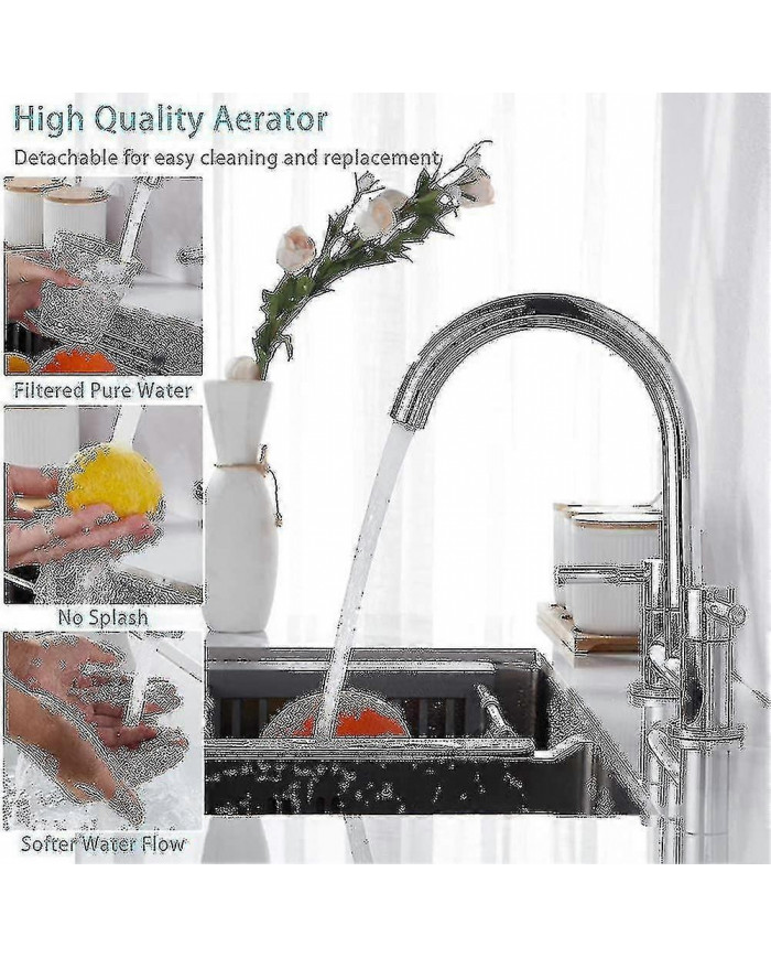 Robinet mélangeur d’évier de cuisine, robinet de mélangeur de cuisine à 2 trous, pont à double levier