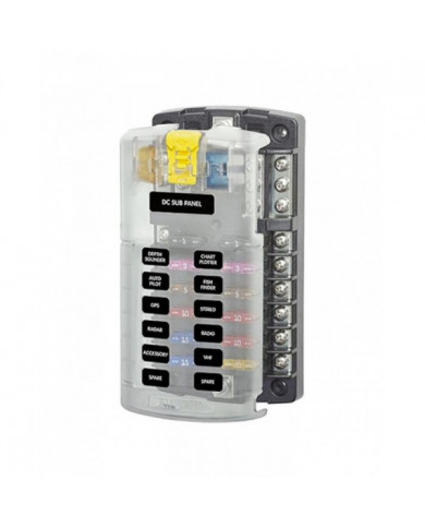 Car Boat Fuse Box Holder 5026 Blade Fuse Block 32V100A 12 Circuit with Ground and Cover