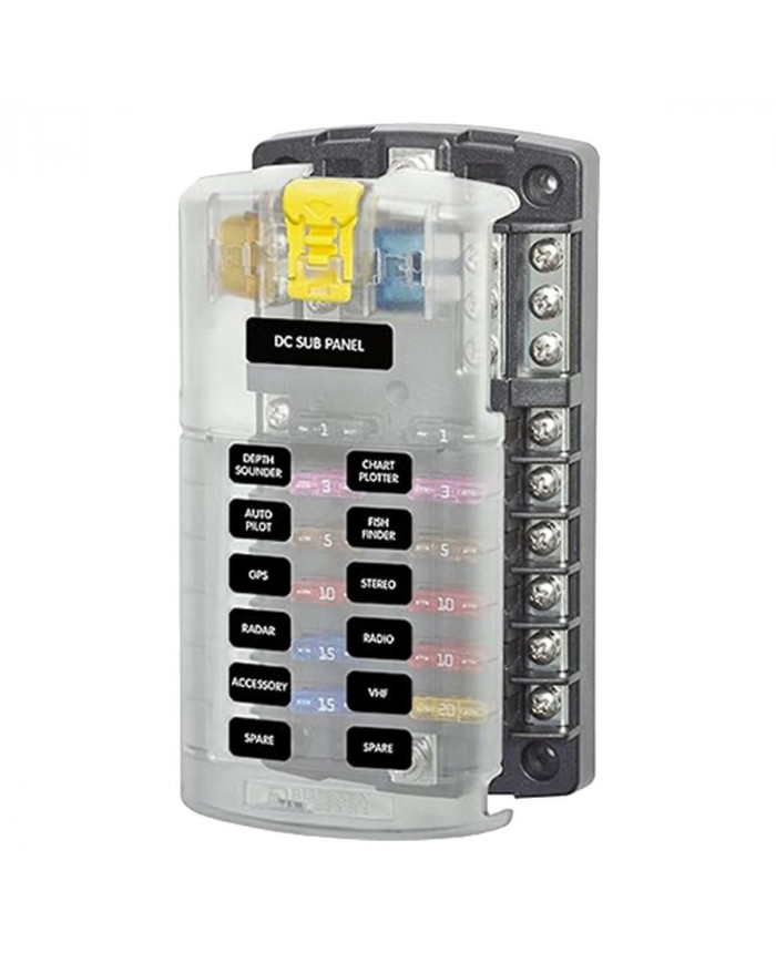 Car Boat Fuse Box Holder 5026 Blade Fuse Block 32V100A 12 Circuit with Ground and Cover