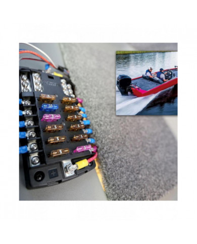 Car Boat Fuse Box Holder 5026 Blade Fuse Block 32V100A 12 Circuit with Ground and Cover