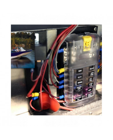 Car Boat Fuse Box Holder 5026 Blade Fuse Block 32V100A 12 Circuit with Ground and Cover