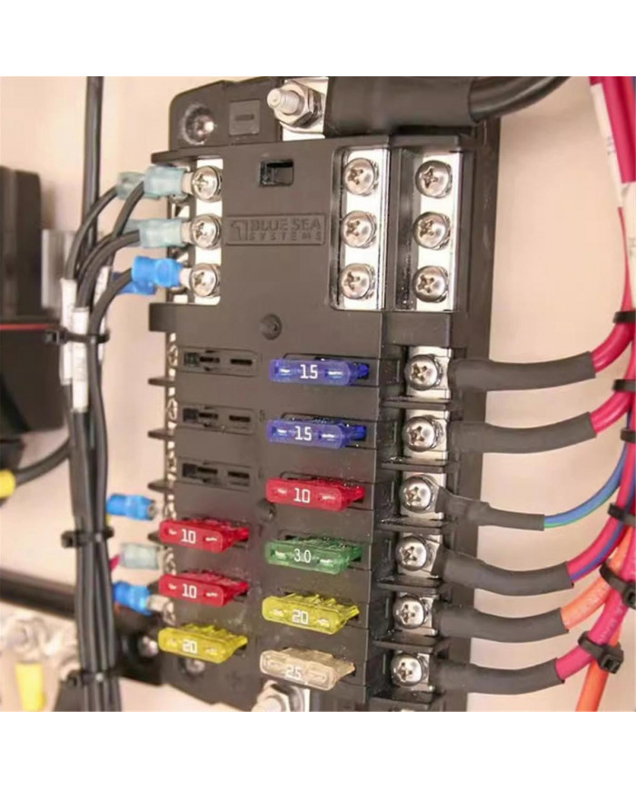 Car Boat Fuse Box Holder 5026 Blade Fuse Block 32V100A 12 Circuit with Ground and Cover