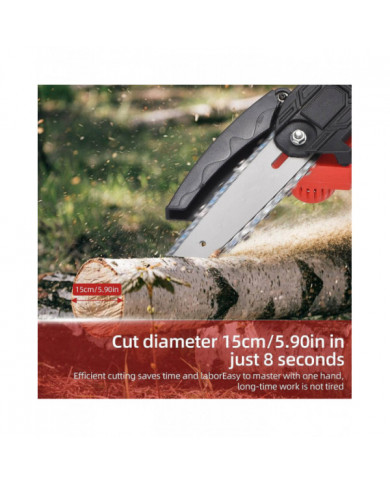 Mini tronçonneuse 4 pouces 6 pouces Tronçonneuse portable avec verrou de sécurité 2 chaînes 21V Batterie rechargeable O