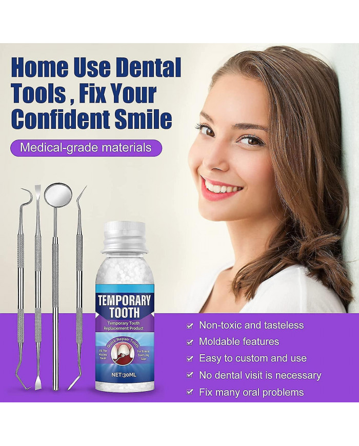 Kit de réparation dentaire, kit de remplacement temporaire des dents, réparation des remplacements de dents [...]