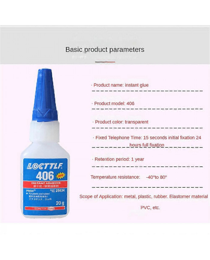 LOCTITE 406 20g Colle Instantanée Adhésif Rapide Super Colle Industrielle AUS
