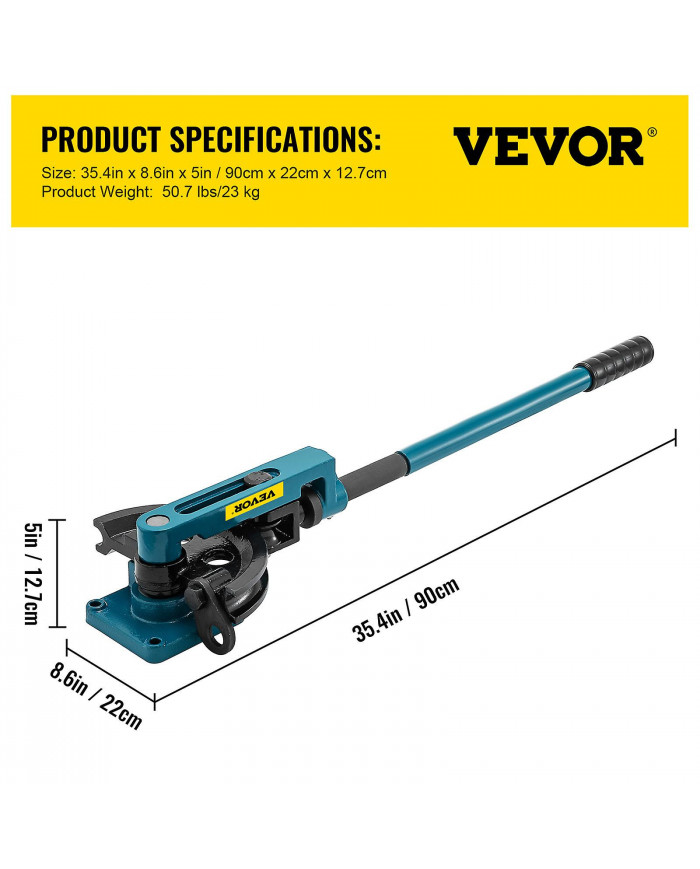 Cintreuse manuelle de tube de tube en acier 10/12/14/16/19/22/25mm 7dies