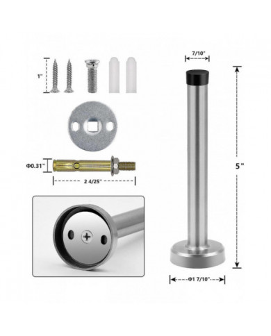 Butées de porte, butée de porte de 6 pouces de long, support mural, butée de porte noire solide robuste en acier [...]