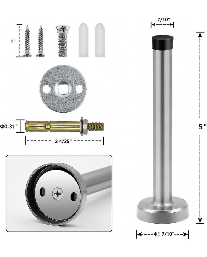 Butées de porte, butée de porte de 6 pouces de long, support mural, butée de porte noire solide robuste en acier [...]