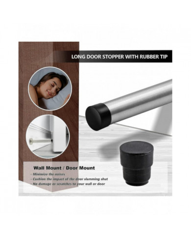 Butées de porte, butée de porte de 6 pouces de long, support mural, butée de porte noire solide robuste en acier [...]