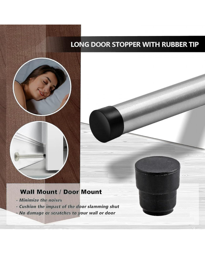 Butées de porte, butée de porte de 6 pouces de long, support mural, butée de porte noire solide robuste en acier [...]