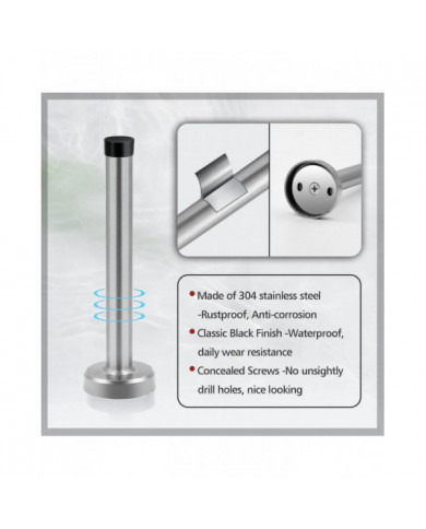 Butées de porte, butée de porte de 6 pouces de long, support mural, butée de porte noire solide robuste en acier [...]