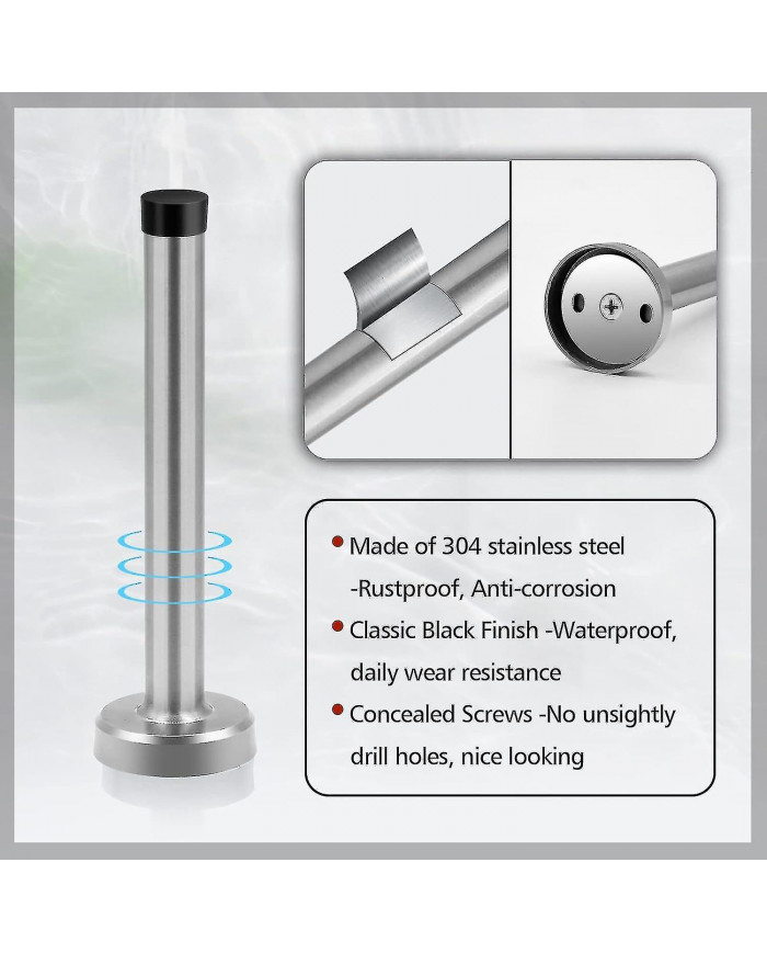 Butées de porte, butée de porte de 6 pouces de long, support mural, butée de porte noire solide robuste en acier [...]