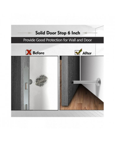Butées de porte, butée de porte de 6 pouces de long, support mural, butée de porte noire solide robuste en acier [...]