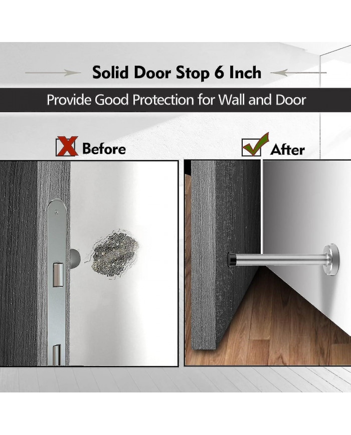 Butées de porte, butée de porte de 6 pouces de long, support mural, butée de porte noire solide robuste en acier [...]