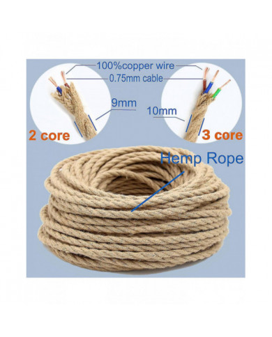 2 Core 3 Core Twisted Cable Corde de chanvre Fil électrique Retro Style Cuivre Vintage Lampe Cordon Tissé Textile [...]