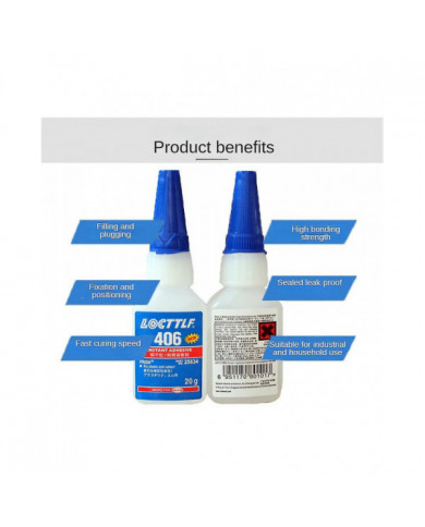 1-4pcs New Loctite 406 20 Gm adhésif instantané Super Glue pour plastique et caoutchouc Henkel