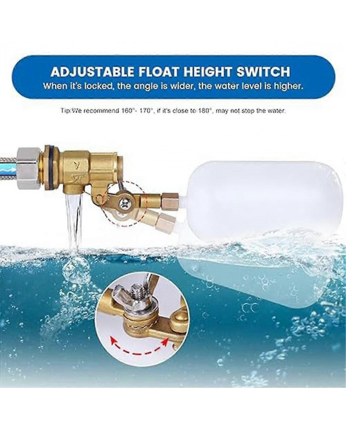 Vanne à flotteur de 1/2 pouce, vanne à flotteur d’eau pour le remplissage automatique de robinet à flotteur [...]