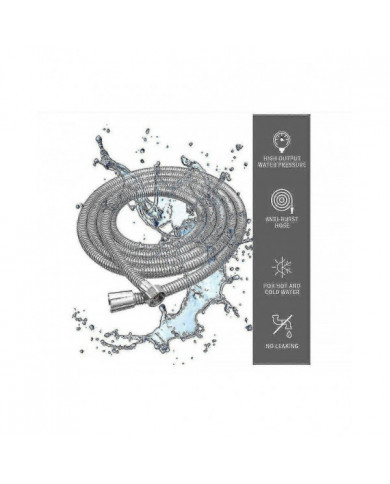 Tuyau de douche 5m extra long tuyau de pomme de douche en acier inoxydable, avec connecteur en laiton massif, [...]