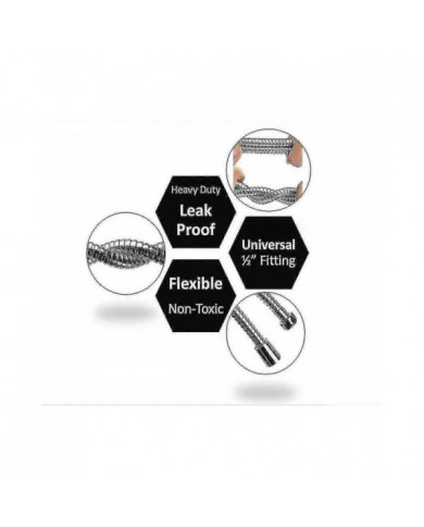 Tuyau de douche 5m extra long tuyau de pomme de douche en acier inoxydable, avec connecteur en laiton massif, [...]