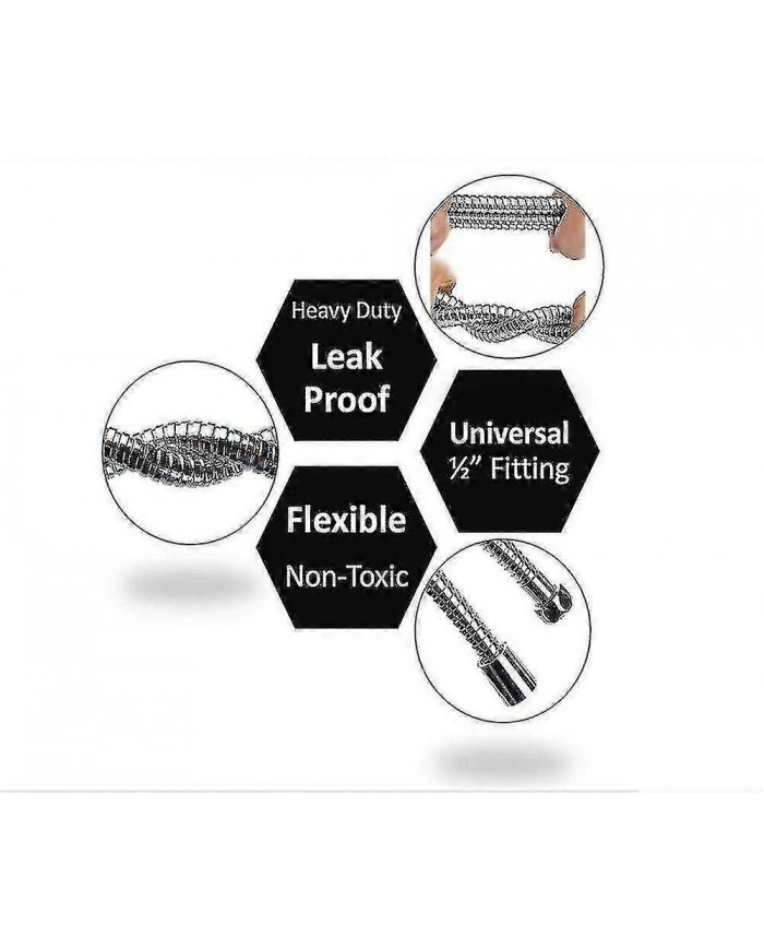 Tuyau de douche 5m extra long tuyau de pomme de douche en acier inoxydable, avec connecteur en laiton massif, [...]