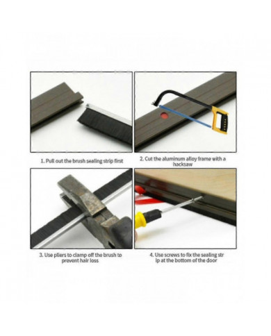Joint de porte Porte Porte Bande d’étanchéité inférieure Bouchon de tirage avec plaque d’aluminium et poils en nylon