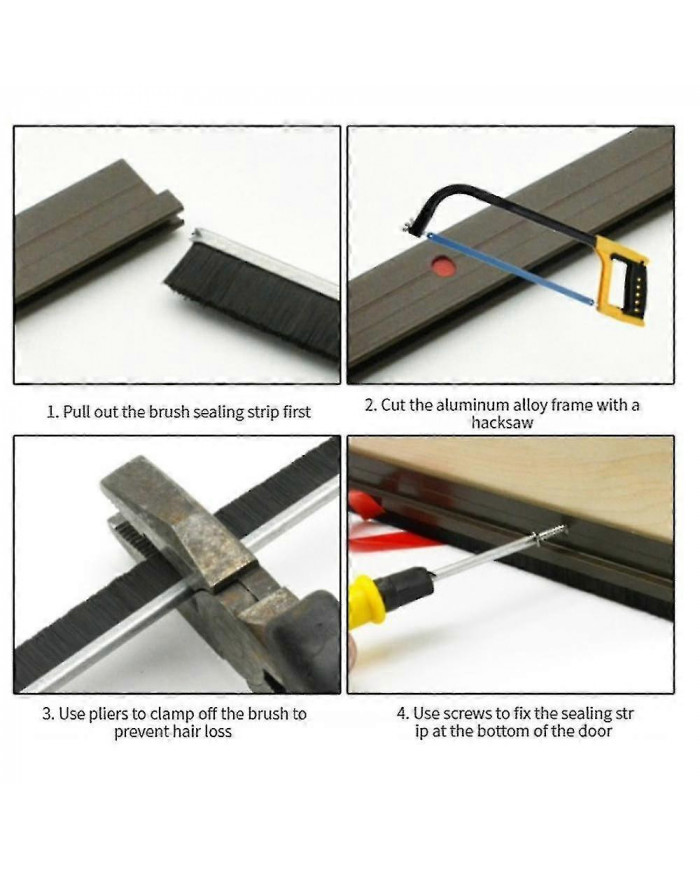 Joint de porte Porte Porte Bande d’étanchéité inférieure Bouchon de tirage avec plaque d’aluminium et poils en nylon