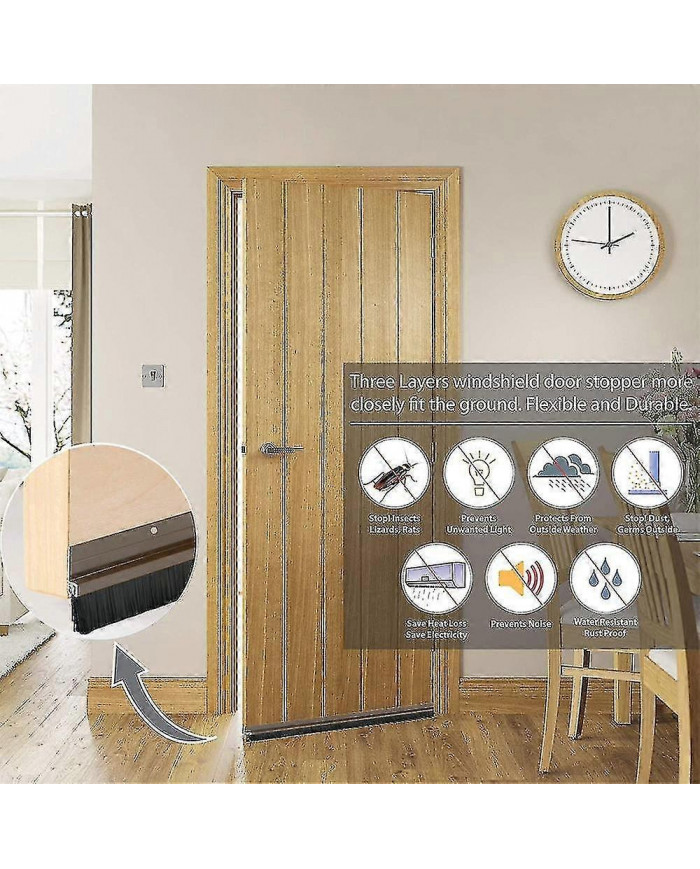 Joint de porte Porte Porte Bande d’étanchéité inférieure Bouchon de tirage avec plaque d’aluminium et poils en nylon