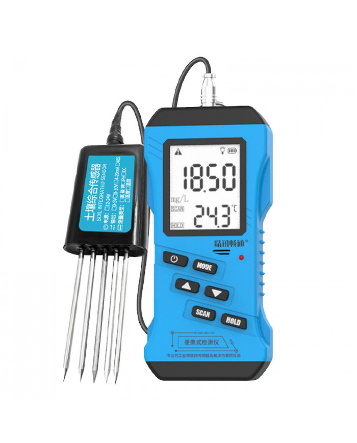 Testeur de sol 7 en 1 pour pH, EC, NPK, humidité, température | Écran LCD | Protocole Modbus