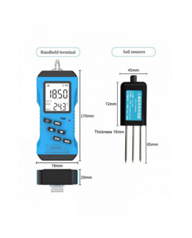 Testeur de sol 7 en 1 pour pH, EC, NPK, humidité, température | Écran LCD | Protocole Modbus