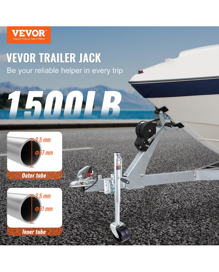 Cric de remorque, cric de remorque de bateau 35,3 po, cric de languette de remorque boulonné Capacité de poids [...]