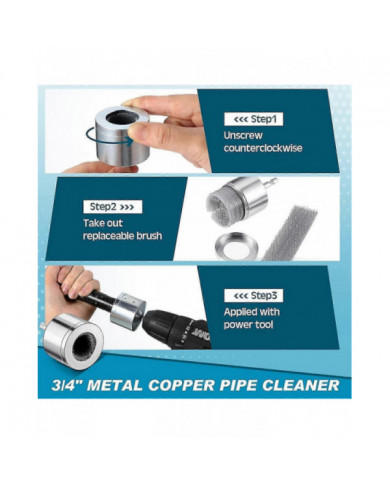 Paquet de 2 nettoyeurs de tuyaux en cuivre métallique avec 2 brosses remplaçables Brosse de nettoyage de tube pour [...]